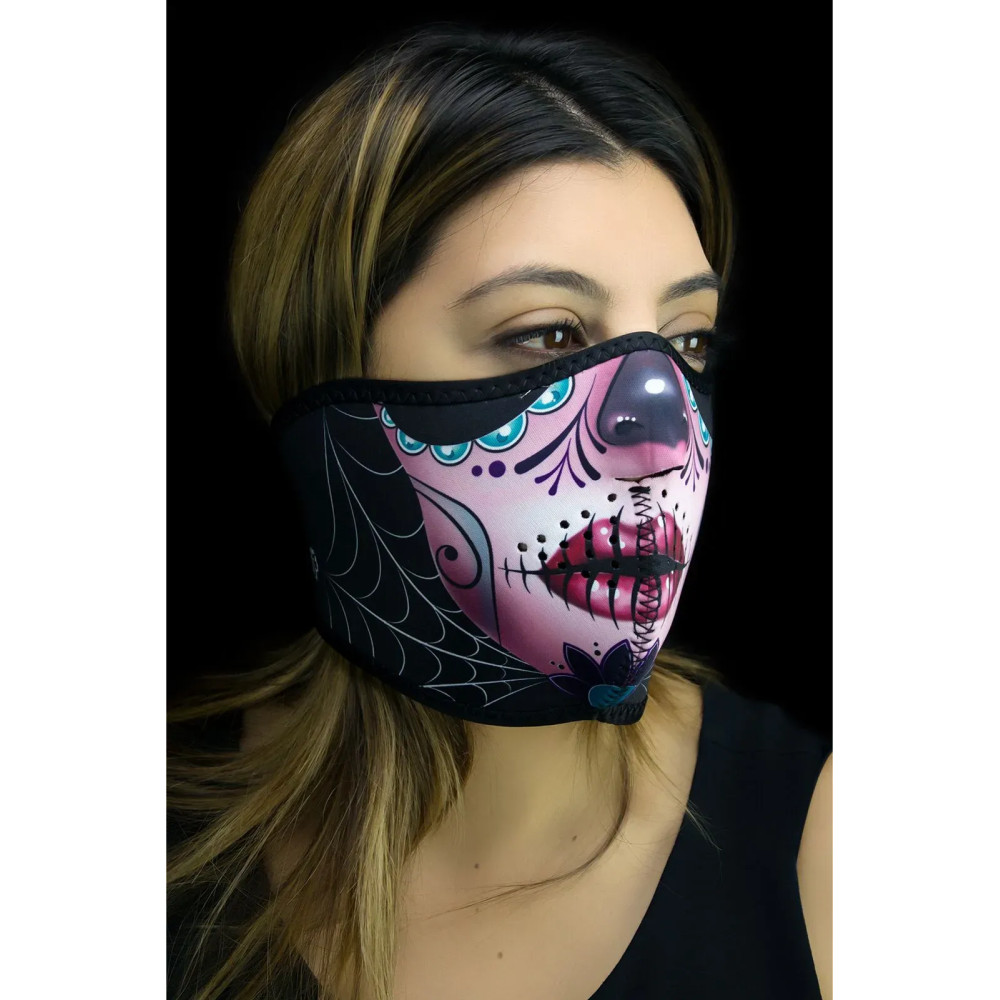 Mascarilla semifacial de neopreno — Talla única, Negro/Rosa/Rojo