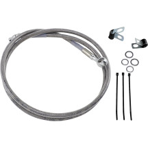 Extended Length Stainless Steel Brake Line Kit — 127 cm (50"), Oversize +20.3 cm (8"), Silver, Clear-coated