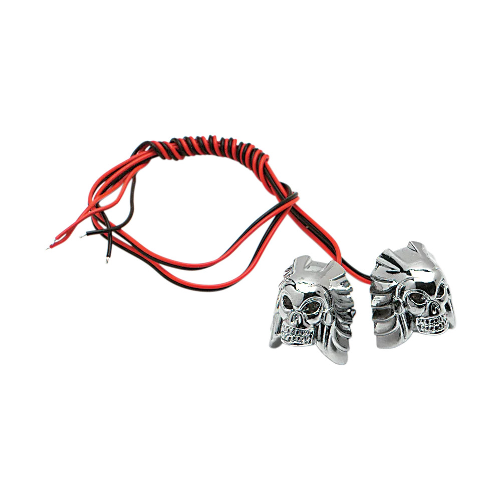 Skull LED License Plate Mounting Bolts — Pair, chrome housing, blue LED