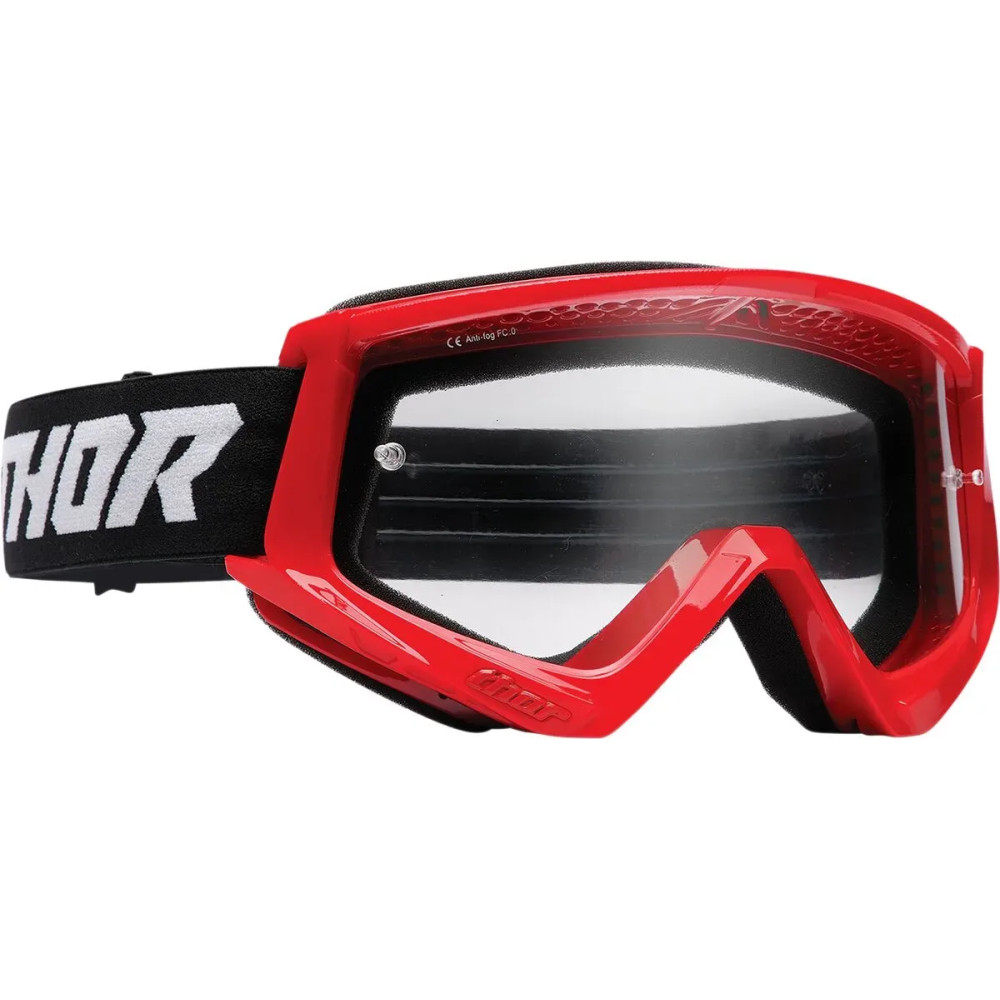 Combat Racer Goggle — One Size, Red/Black, Clear Lens