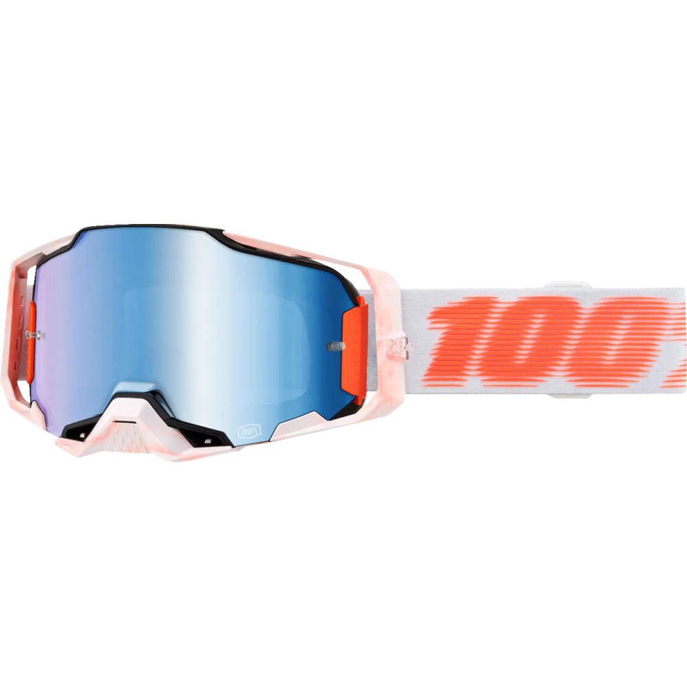 Armega Goggle — One Size, Orange/White, Mirrored Blue Lens