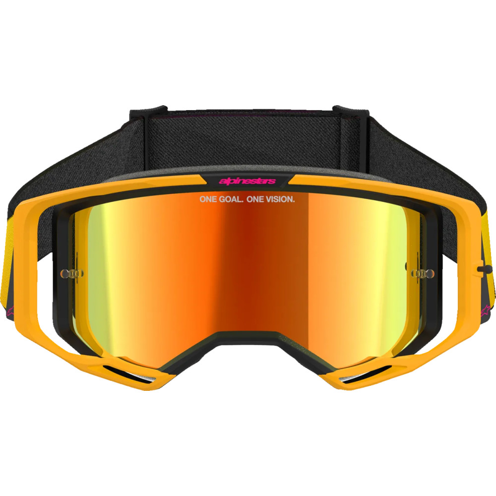 Vision 8 Corp Goggle — One Size, Pink, Yellow, Mirrored Red Lens