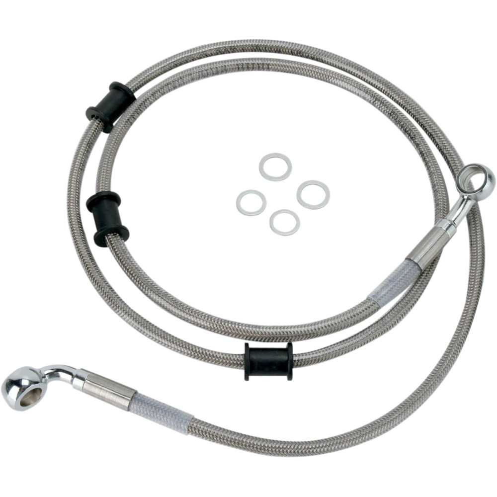 Stainless Steel Brake Line Kit — 42" (106.5 cm), without ABS, Silver, clear-coated