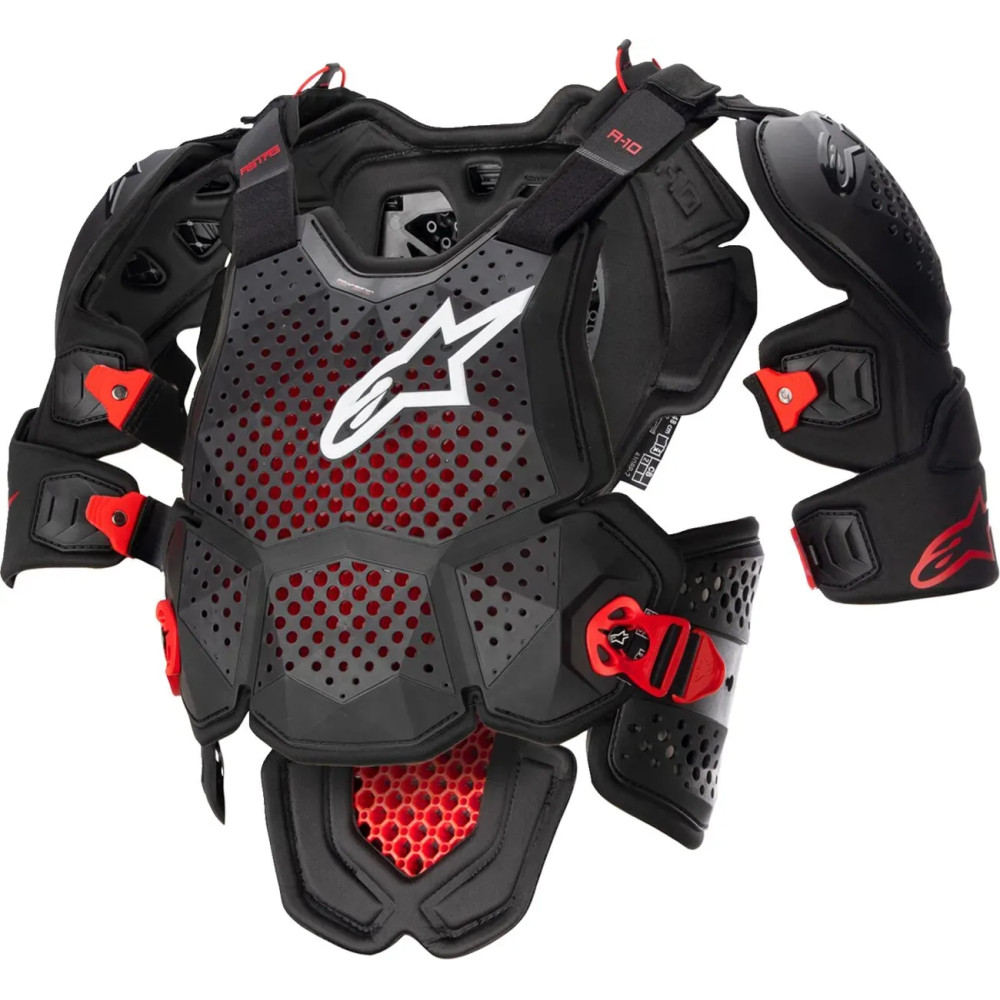 A-10 v2 Full Protector de Pecho — XL/2XL, Negro, Rojo