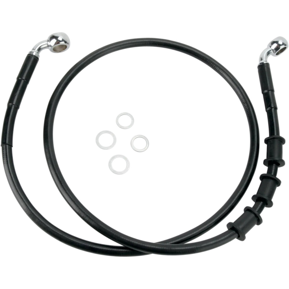 Extended Length Black Vinyl Brake Line Kit — 126.5 cm (49-3/4"), oversized +20.3 cm (8"), without ABS
