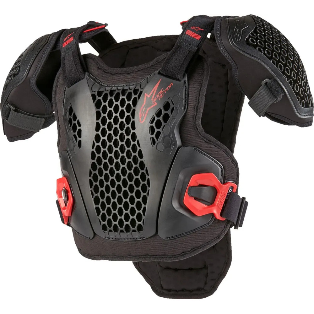 Protector juvenil Bionic Action — Talla L/XL, Negro/Rojo