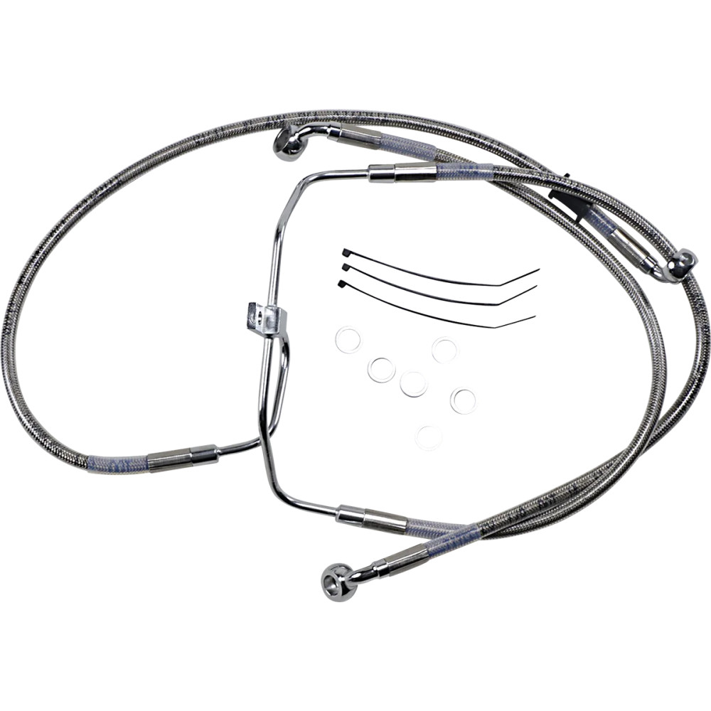 Kit de latiguillos de freno de acero inoxidable de longitud extendida — 57.5 cm/46.5 cm, Oversize +10.2 cm (4"), delantero, sin 