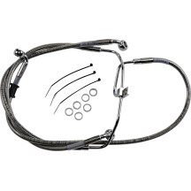 Extended Length Stainless Steel Brake Line Kit — Oversize +15.2 cm (6"), front, without ABS, silver clear-coated