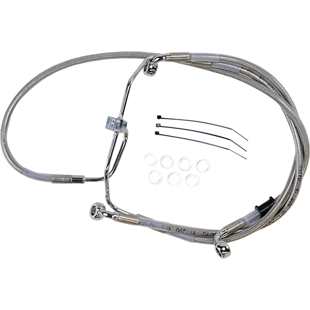 Extended Length Stainless Steel Brake Line Kit — Oversize +20.3 cm (8"), 67.5 cm (26-5/8"), 46.5 cm (18-1/4")