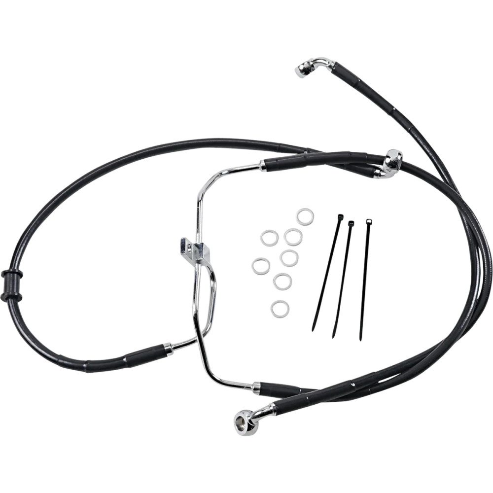 Extended Length Black Vinyl Brake Line Kit — 20-5/8", 18-1/4", Oversize +2", without ABS