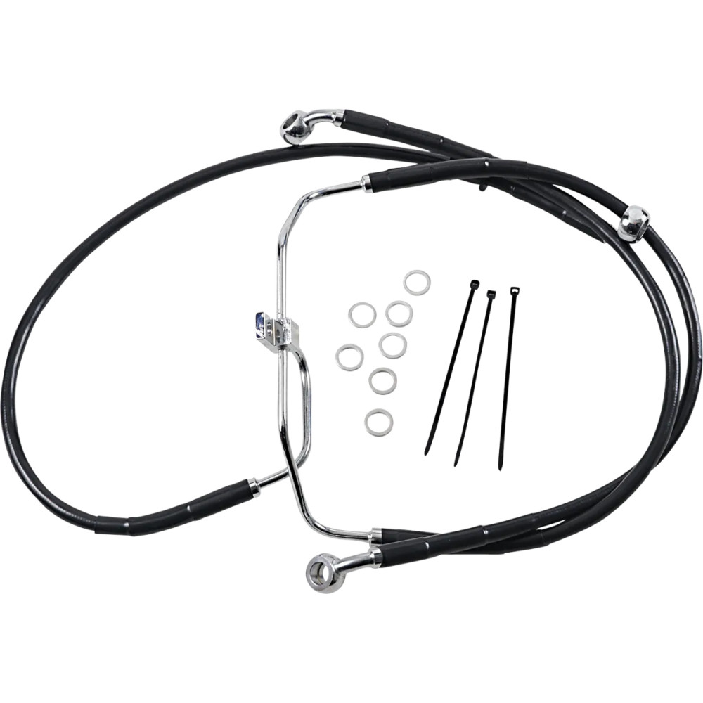 Extended Length Black Vinyl Brake Line Kit — Oversize +10.2 cm (4"), 57.5 cm / 46.5 cm, without ABS