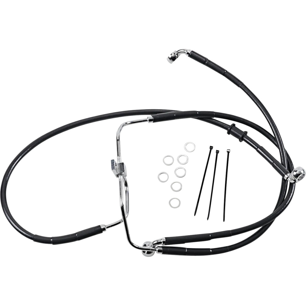 Extended Length Black Vinyl Brake Line Kit — Oversize +15.2 cm (6"), 62.5 cm, 46.5 cm, without ABS