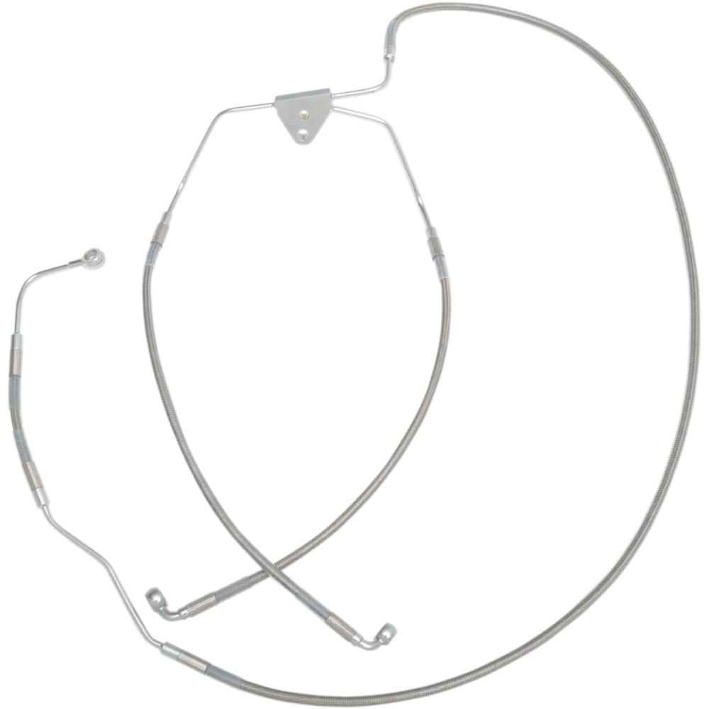 Kit de líneas de freno de acero inoxidable — 138 cm (54-1/4"), 42 cm (16-5/8"), con ABS, plateado, barnizado transparente