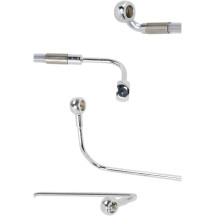 Kit de latiguillos de freno de acero inoxidable — Trasero, 99.5 cm (39-1/8"), 56 cm (22-1/8"), con ABS, Plata, con laca transpar