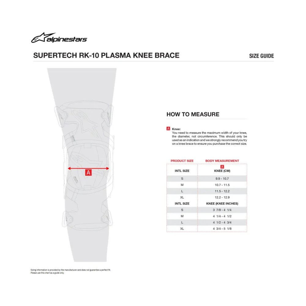 Rodilleras Supertech RK-10 Plasma — Talla L, Negro/Rojo