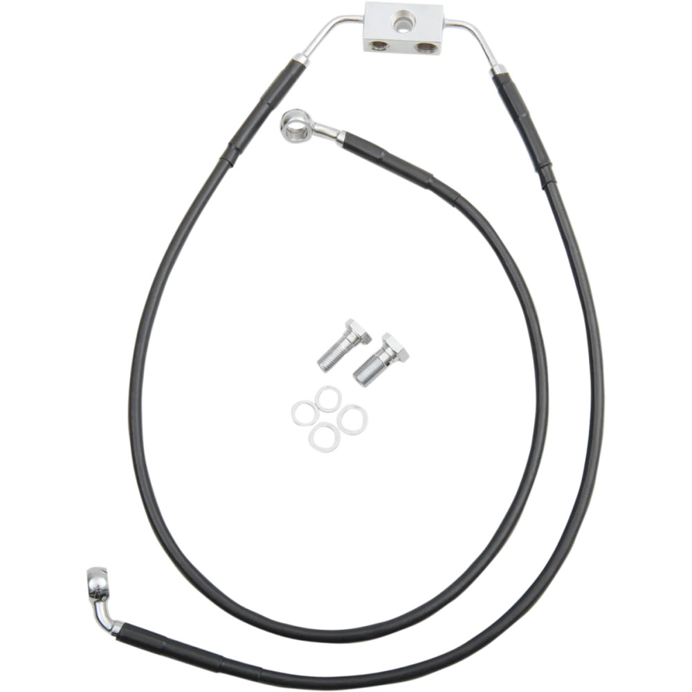Extended Length Black Vinyl Brake Line Kit — 54 cm (21-1/4"), 83 cm (32-3/4"), Oversize +10.2 cm (4"), Front, with ABS