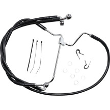 Extended Length Black Vinyl Brake Line Kit — 34.25", 21.5", 17.25", oversize +6", without ABS