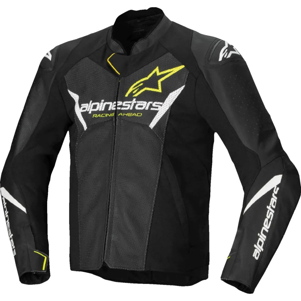 Chaqueta de cuero Faster v3 Airflow — EU 50, Compatible con Tech-Air®, Amarillo fluorescente