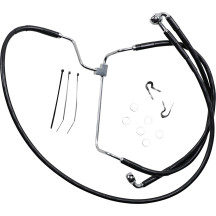 Extended Length Black Vinyl Brake Line Kit — 54.5 cm, 44.0 cm, 92.0 cm, front, without ABS, oversize +20.3 cm (8 in)