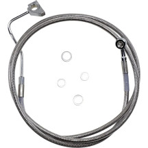 Extended Length Stainless Steel Brake Line Kit — 174 cm (68-1/2"), oversize +10.2 cm (4"), with ABS, silver clear-coated