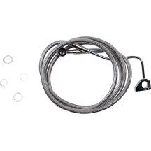 Extended Length Stainless Steel Brake Line Kit — 189 cm (74-1/2"), Oversize +10", Clear-coated silver, for ABS