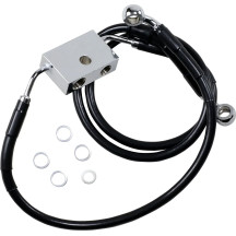 Latiguillo de freno de longitud extendida — Sobredimensionado +20,3 cm (8"), 74,5 cm (29-1/4"), Delantero, con ABS, Negro, recub