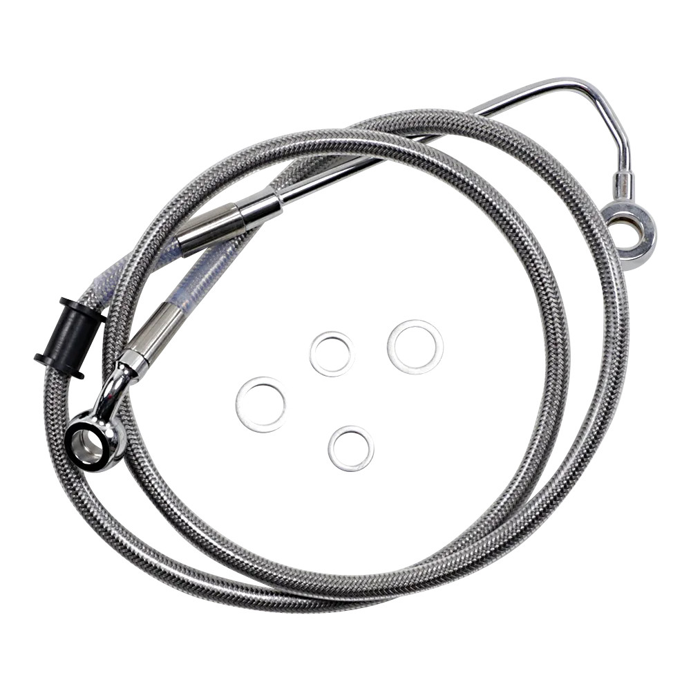 Latiguillo de freno de acero inoxidable de longitud extendida — 106.5 cm (42"), sobredimensionado +20.3 cm (8"), para ABS, plate