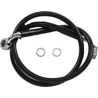 Línea de freno de acero inoxidable de longitud extendida — 79,5 cm (31-1/4"), sobredimensionado +20,3 cm (8"), negro recubiert