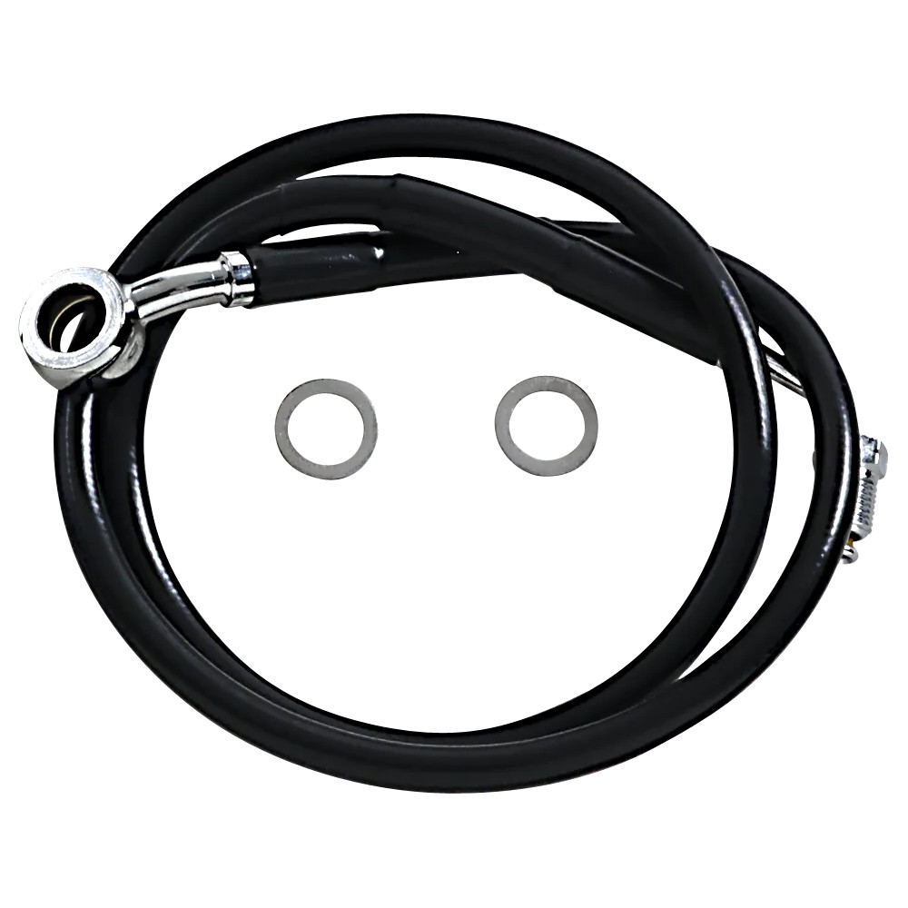 Línea de freno de acero inoxidable de longitud extendida — 80 cm (31-1/2"), sobredimensionado +25.4 cm (10"), con ABS, negro rec