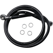Línea de freno de acero inoxidable de longitud extendida — 120 cm (47-1/4"), Sobredimensionado +5.1 cm (2"), Negro, revestido de