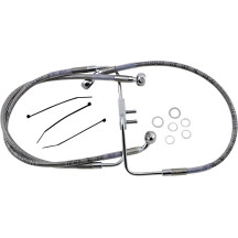 Kit de líneas de freno de acero inoxidable — 44,5 cm (17,5"), 39 cm (15,5"), sin ABS, delantero superior, plateado con recubrimi