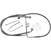 Kit de líneas de freno de acero inoxidable — 44,5 cm (17,5"), 39 cm (15,5"), sin ABS, delantero superior, plateado con recubrimi