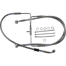 Línea de freno de acero inoxidable de longitud extendida — 84 cm (33"), Sobredimensionada +10,2 cm (4"), sin ABS, plateado con c