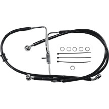 Línea de freno de acero inoxidable de longitud extendida — 84 cm (33"), Sobredimensionada +10.2 cm (4"), Delantera, Negro