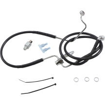 Kit de líneas de freno de vinilo negro de longitud extendida — 43 cm (17"), 80,5 cm (31-3/4"), Sobredimensionado +7,6 cm (3"), T