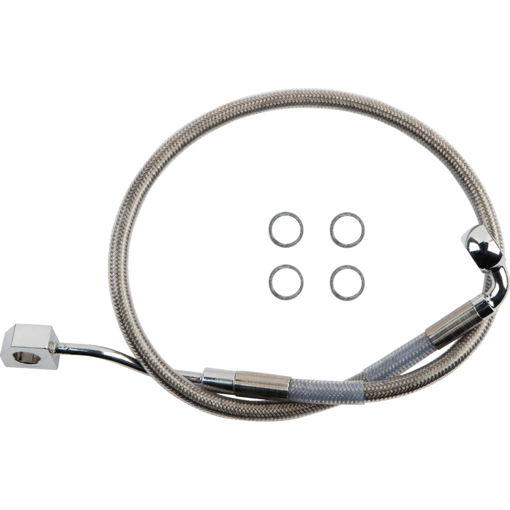 Línea de freno trasera — Compatible con ABS, acero inoxidable, plateado pulido