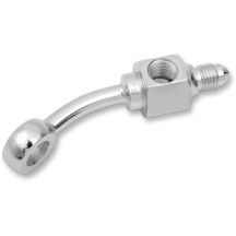 Racor banjo de acero cromado — 3/8" banjo, curva 35°, -3 AN macho