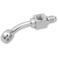 Racor banjo de acero cromado — 3/8" banjo, curva 35°, -3 AN macho
