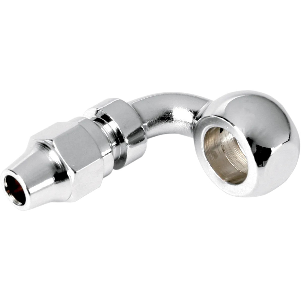 Racor tipo banjo — 10 mm (3/8") , curva 90°, Cromo