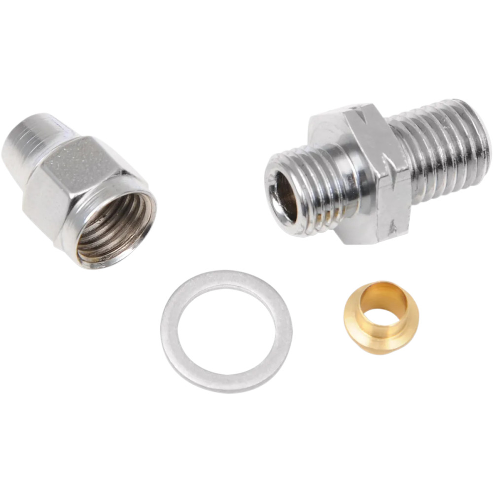 Perno/Conector banjo universal para línea de freno — M10 x 1.25, Cromo