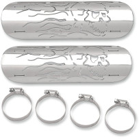 Protectores térmicos Flaming Skull — 2"–2-1/4", 10", Cromado