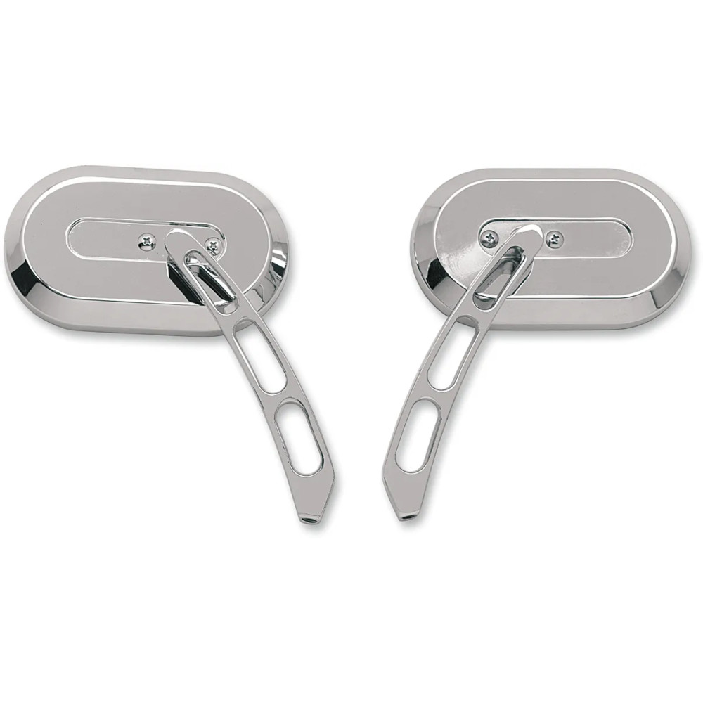 Espejo oval grande — 13,6 cm x 8,3 cm, Cromo/Plata