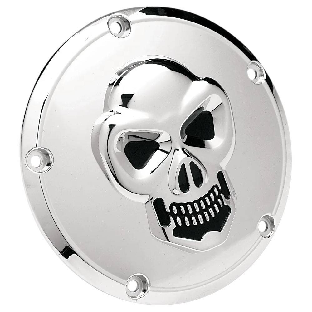 Chrome 3-D Skull Derby Cover — 5-hole mounting