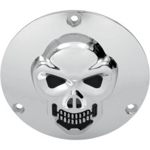 Chrome 3-D Skull Derby Cover — 3-hole mounting