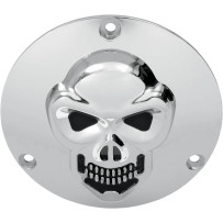 Chrome 3-D Skull Derby Cover — 3-hole mounting