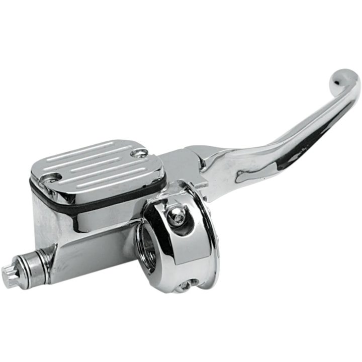Cilindro maestro de freno delantero recortado — 14.3 mm (9/16") de diámetro, 25.4 mm (1") de abrazadera, Cromado