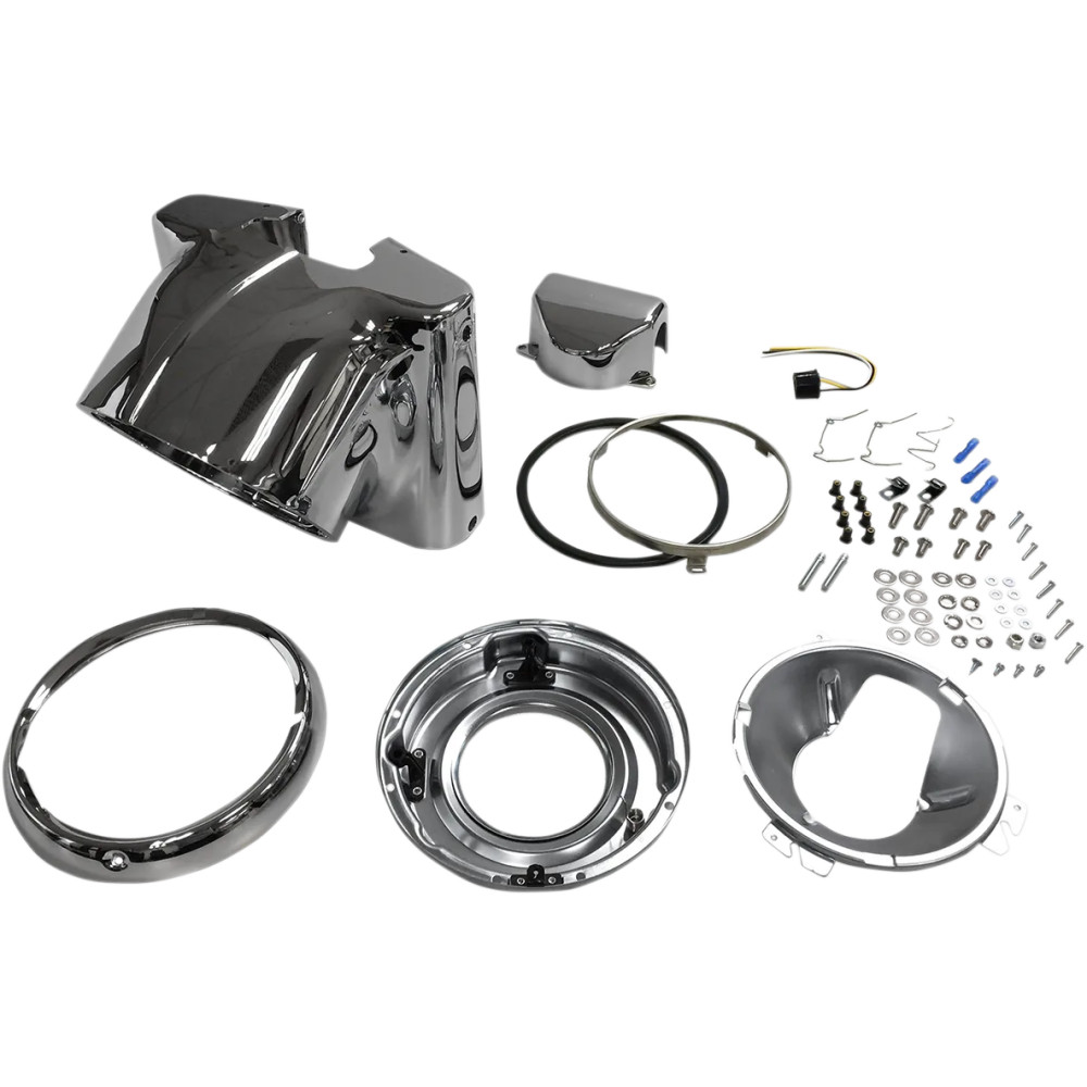 Headlight Nacelle Kit — Die-Cast Aluminum, Chrome, Front