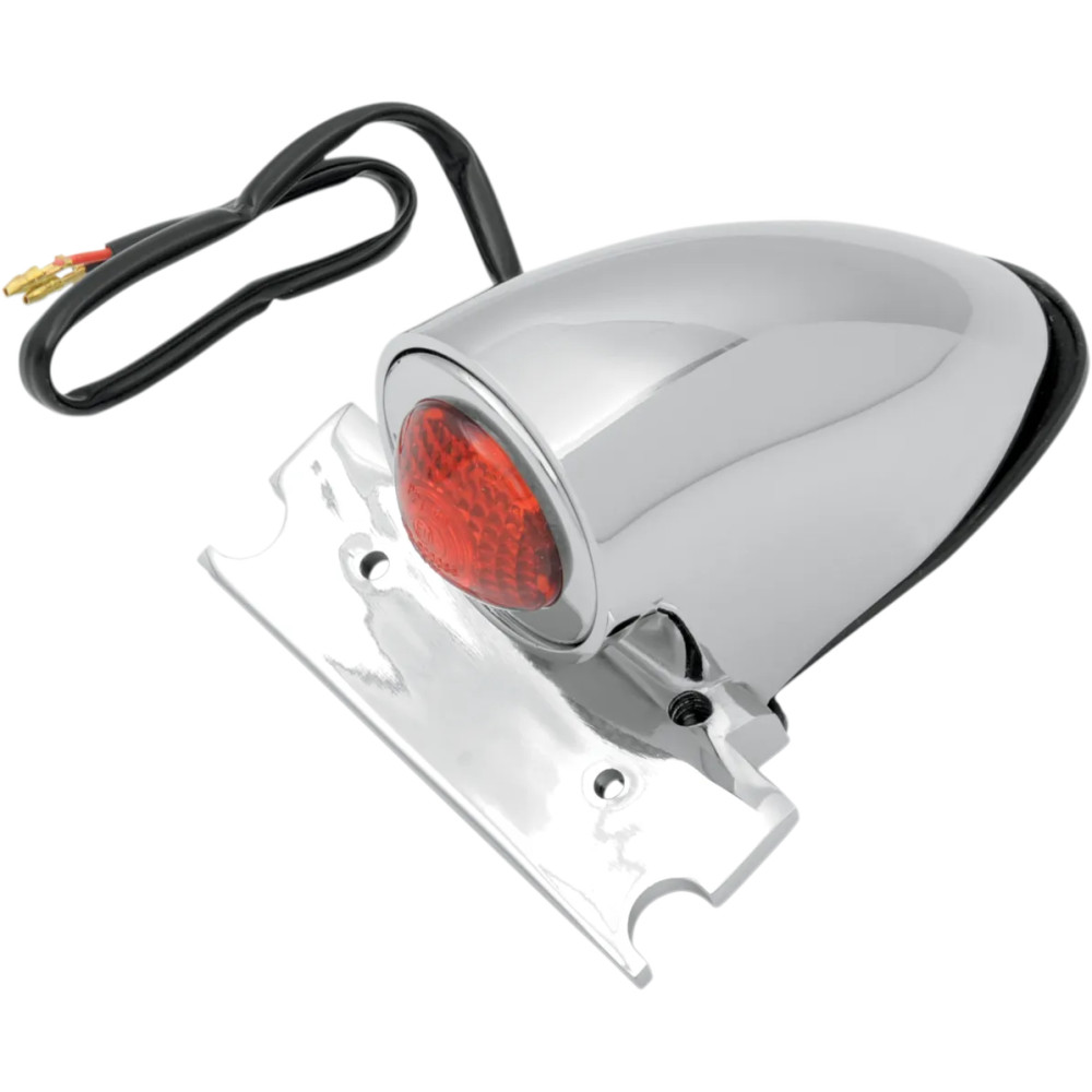 50's Style Chopper Taillight — 12V, Chrome, Red lens, Rear mount