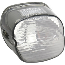 Laydown Taillight Lens with Top Tag Window — Smoked lens, chrome housing, rear mount