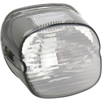 Laydown Taillight Lens with Top Tag Window — Smoked lens, chrome housing, rear mount